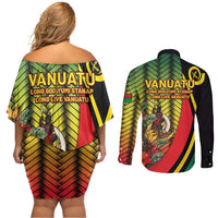 Vanuatu Constitution Day Couples Matching Off Shoulder Short Dress and Long Sleeve Button Shirt Long Live Vanuatu LT05 - Polynesian Pride