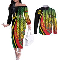 Vanuatu Constitution Day Couples Matching Off The Shoulder Long Sleeve Dress and Long Sleeve Button Shirt Long Live Vanuatu LT05 Colorful - Polynesian Pride
