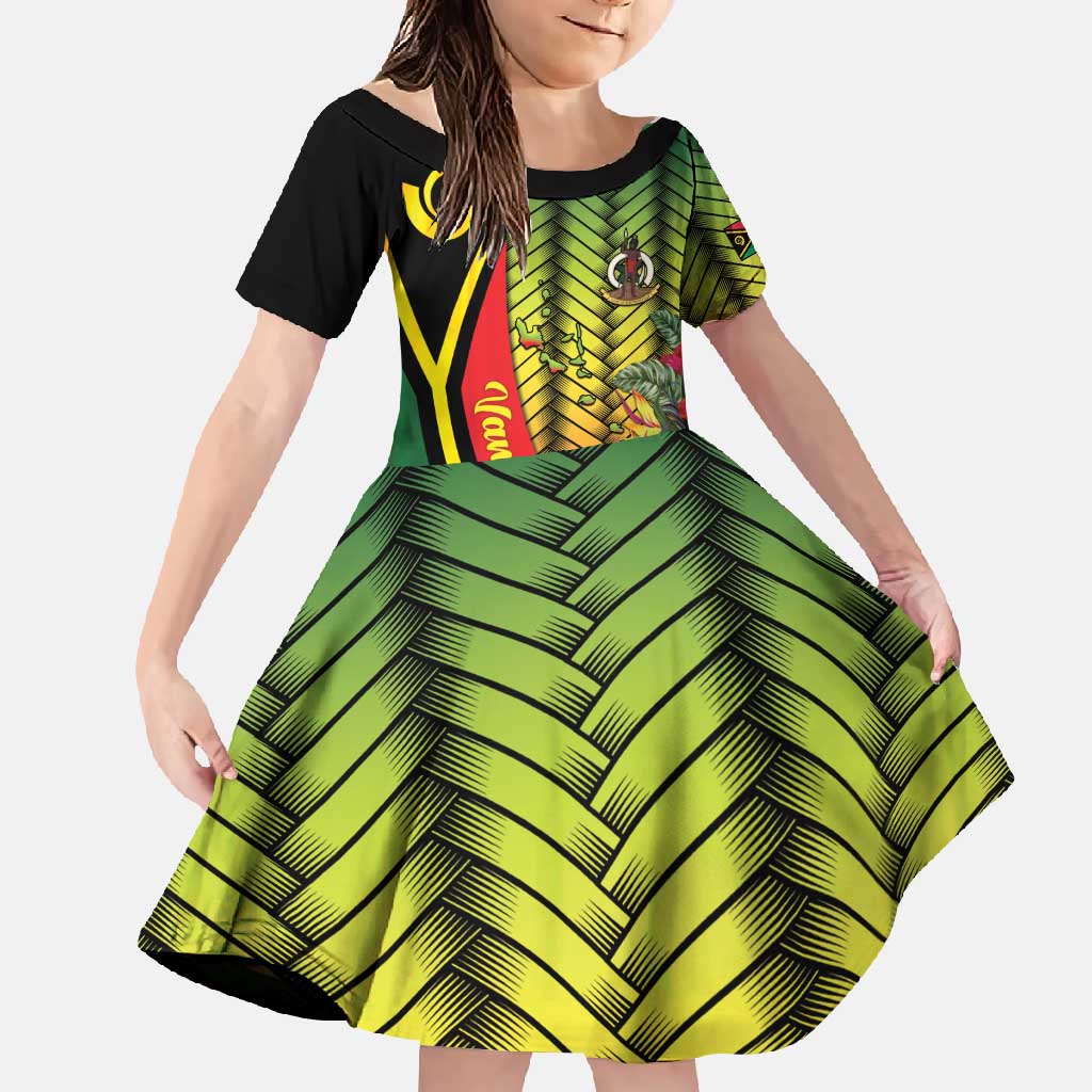 Vanuatu Constitution Day Family Matching Short Sleeve Bodycon Dress and Hawaiian Shirt Long Live Vanuatu - Polynesian Pride