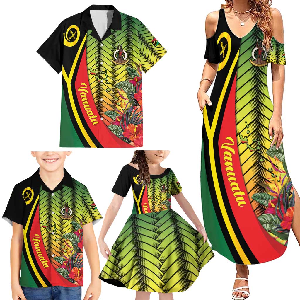 Vanuatu Constitution Day Family Matching Summer Maxi Dress and Hawaiian Shirt Long Live Vanuatu - Polynesian Pride