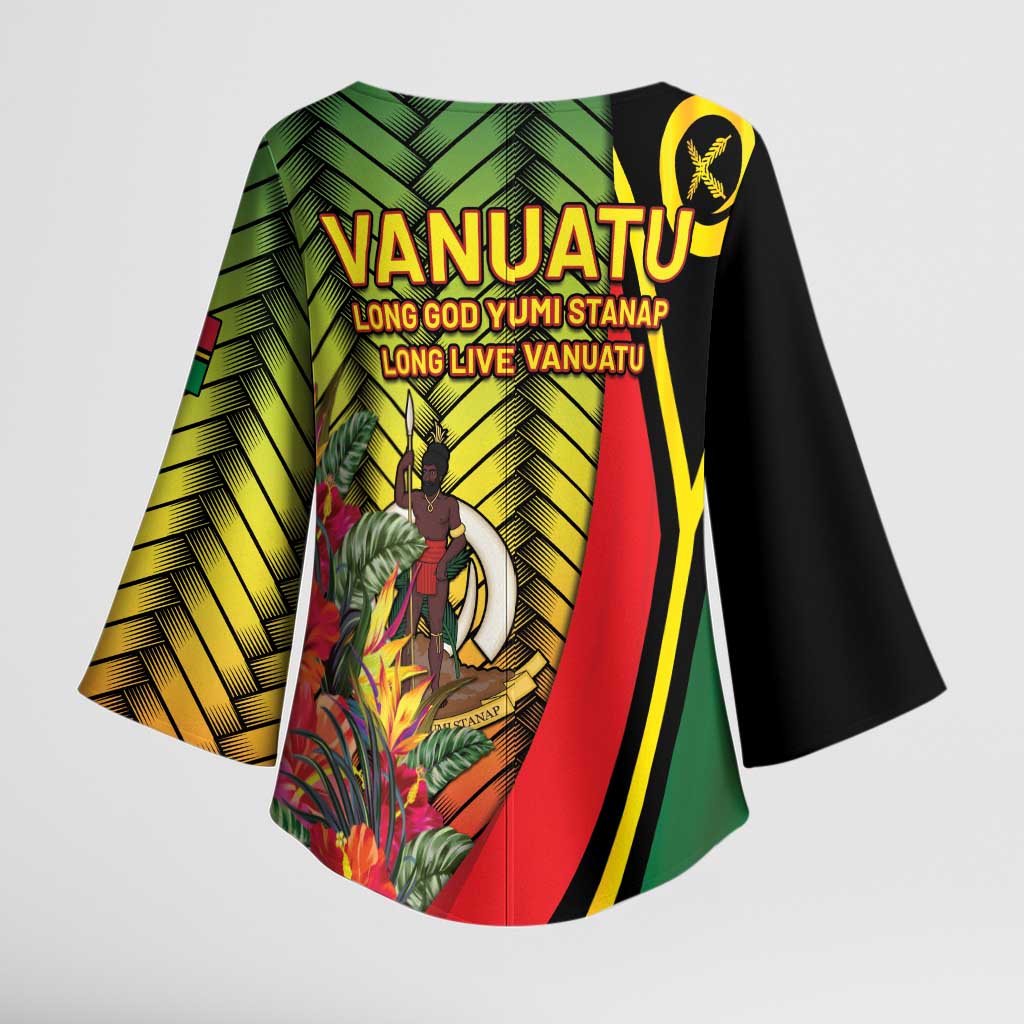 Vanuatu Constitution Day Kimono Sleeve Blouse Long Live Vanuatu LT05 - Polynesian Pride