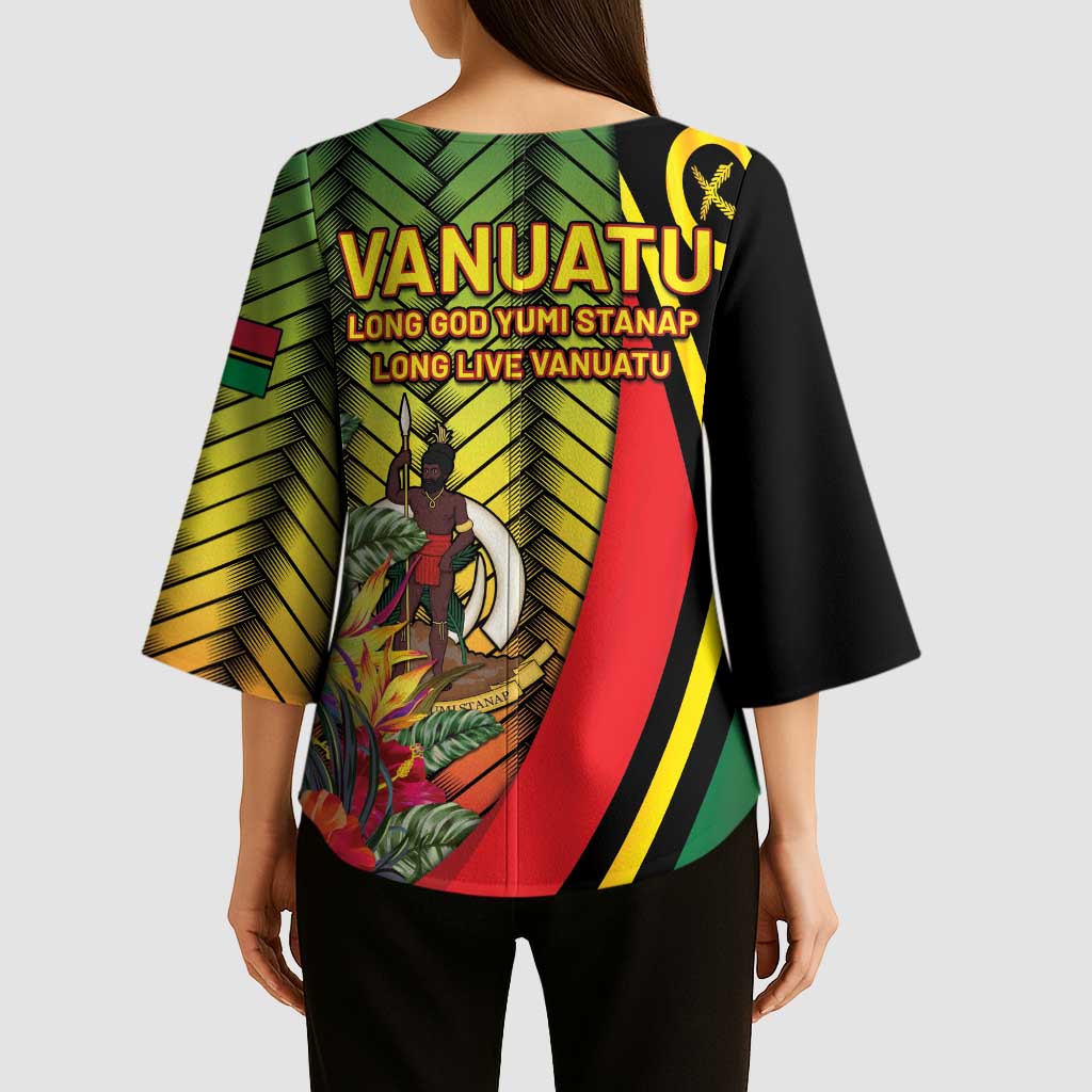 Vanuatu Constitution Day Kimono Sleeve Blouse Long Live Vanuatu LT05 - Polynesian Pride