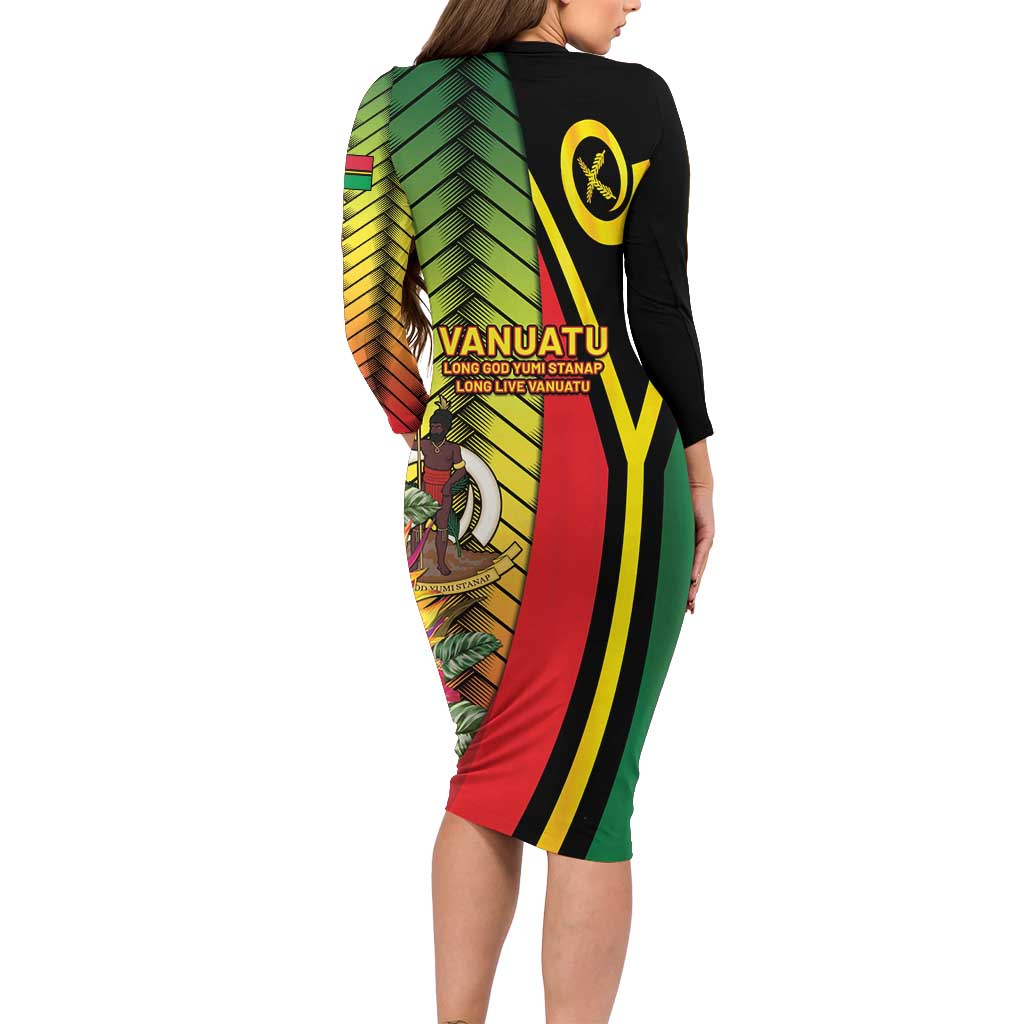 Vanuatu Constitution Day Long Sleeve Bodycon Dress Long Live Vanuatu - Polynesian Pride