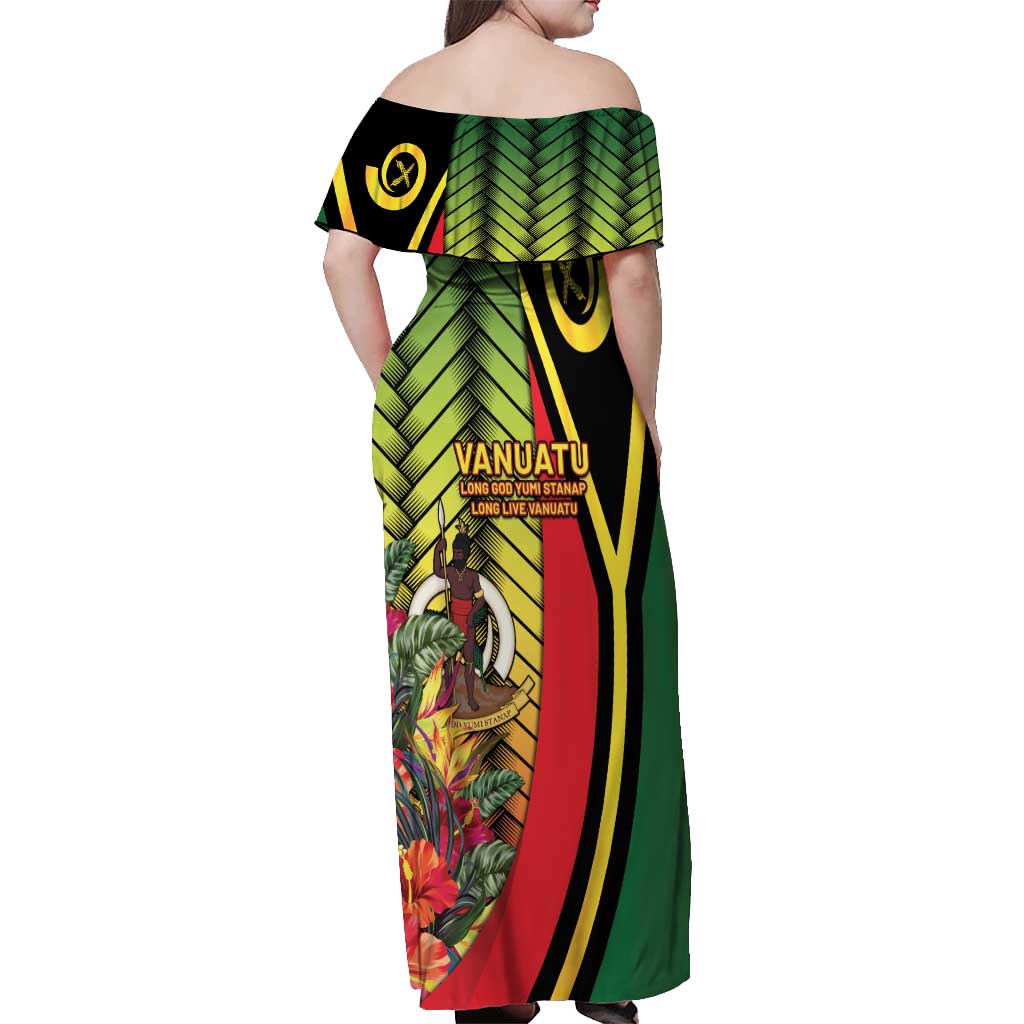 Vanuatu Constitution Day Off Shoulder Maxi Dress Long Live Vanuatu - Polynesian Pride