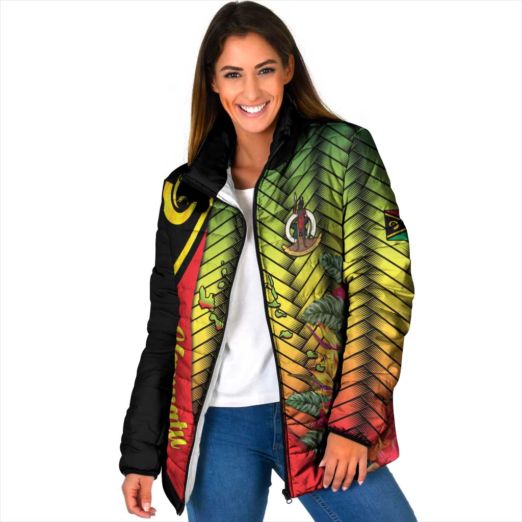 Vanuatu Constitution Day Padded Jacket Long Live Vanuatu LT05 Women Colorful - Polynesian Pride