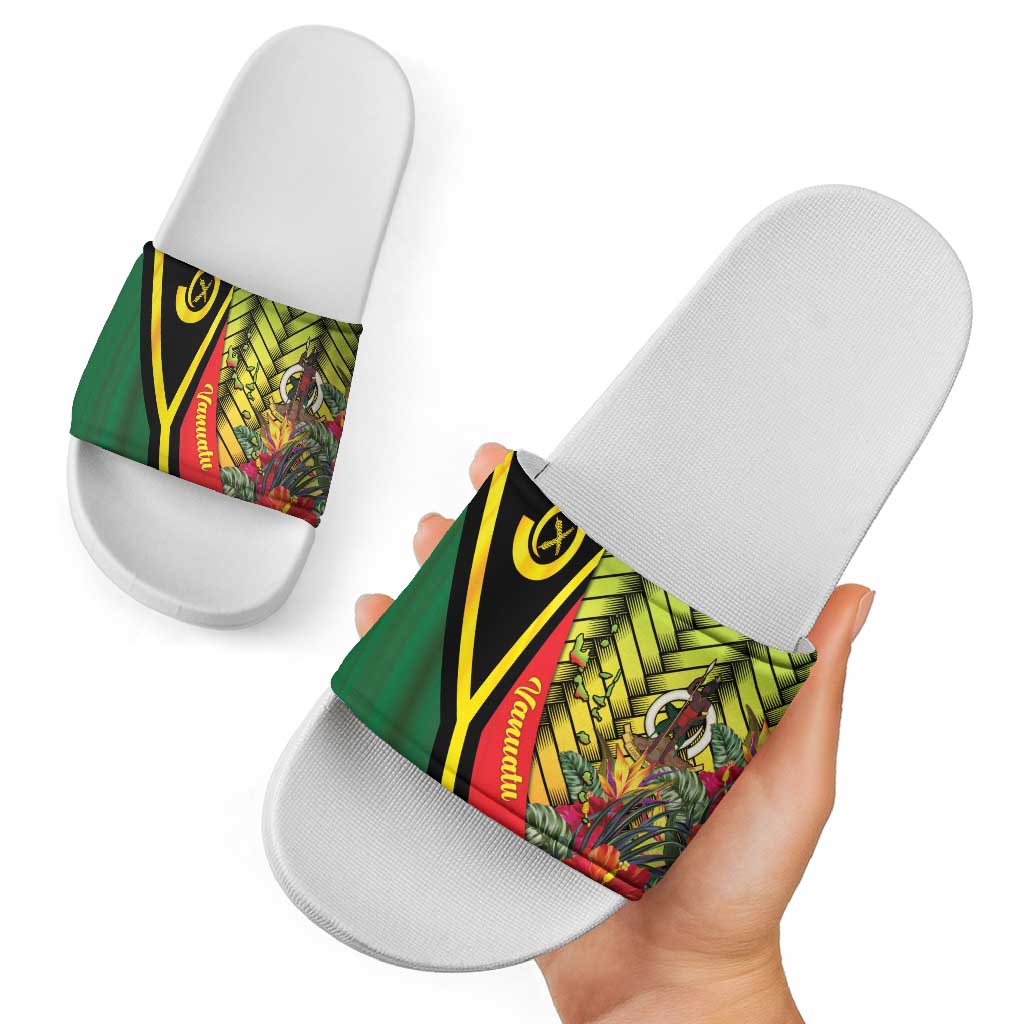 Vanuatu Constitution Day Slide Sandals Long Live Vanuatu - Polynesian Pride