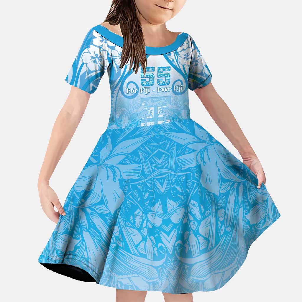 Fiji Day Family Matching Off Shoulder Maxi Dress and Hawaiian Shirt 55th Anniversary Forever Fiji - Polynesian Pride