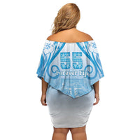 Fiji Day Family Matching Off Shoulder Short Dress and Hawaiian Shirt 55th Anniversary Forever Fiji - Polynesian Pride