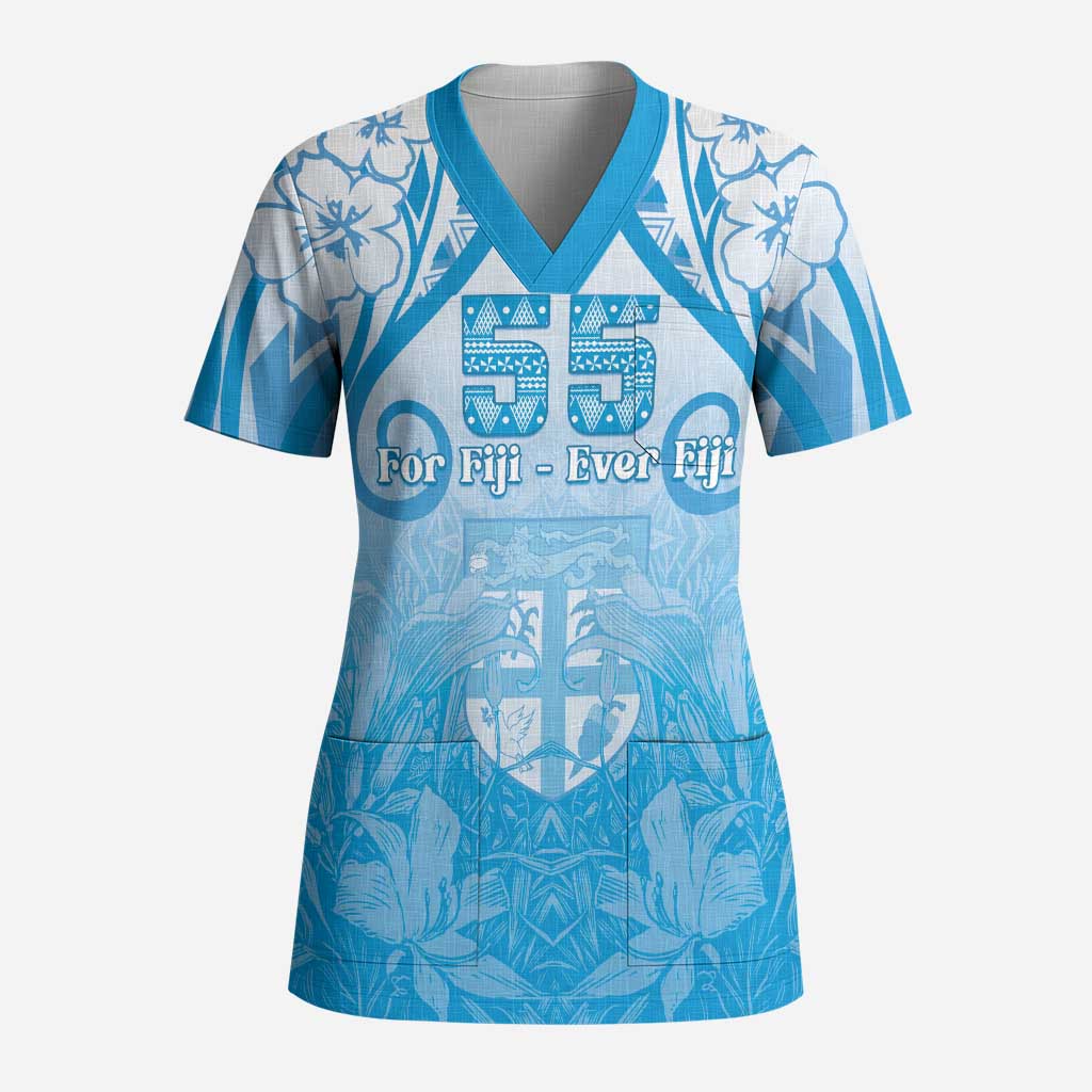 Fiji Day Scrub Top 55th Anniversary Forever Fiji - Polynesian Pride