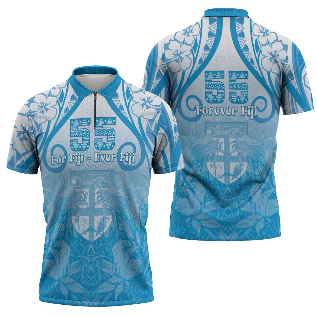 Fiji Day Zipper Polo Shirt 55th Anniversary Forever Fiji - Polynesian Pride
