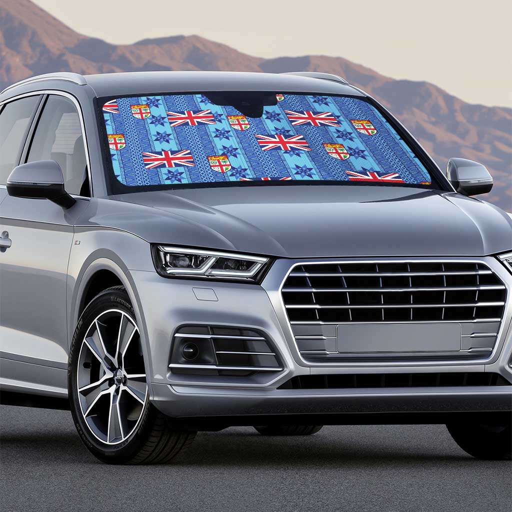 Fiji Masi Tapa Auto Sun Shade Coat Of Arms - Polynesian Pride