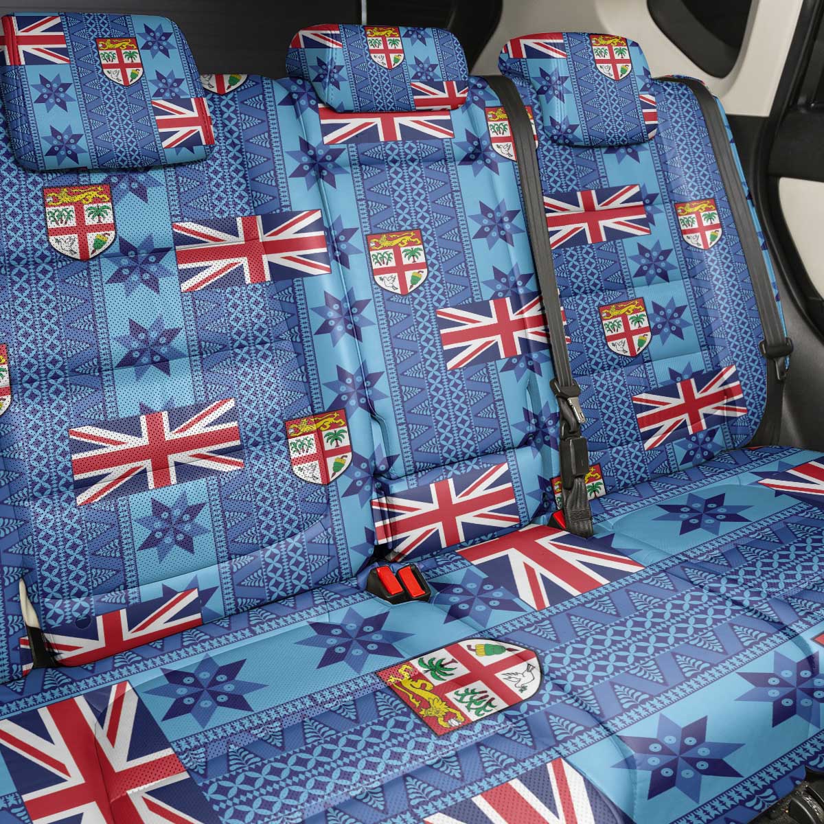 Fiji Masi Tapa Back Car Seat Cover Coat Of Arms - Polynesian Pride