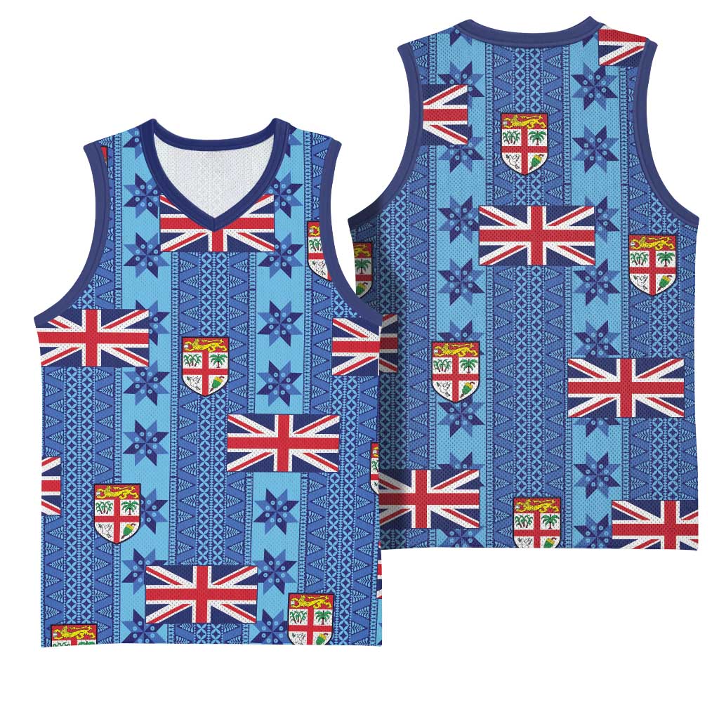 Fiji Masi Tapa Basketball Jersey Coat Of Arms LT05 - Polynesian Pride