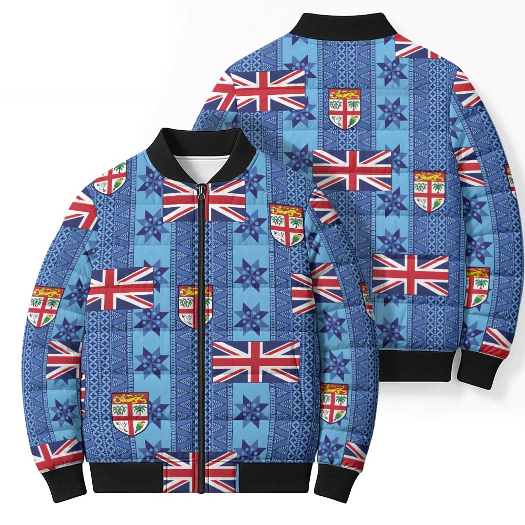 Fiji Masi Tapa Bomber Puffer Jacket Coat Of Arms LT05 - Polynesian Pride