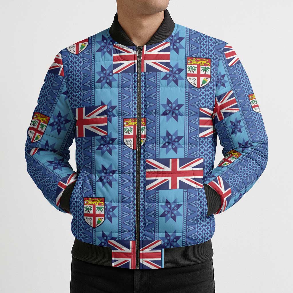 Fiji Masi Tapa Bomber Puffer Jacket Coat Of Arms LT05 - Polynesian Pride