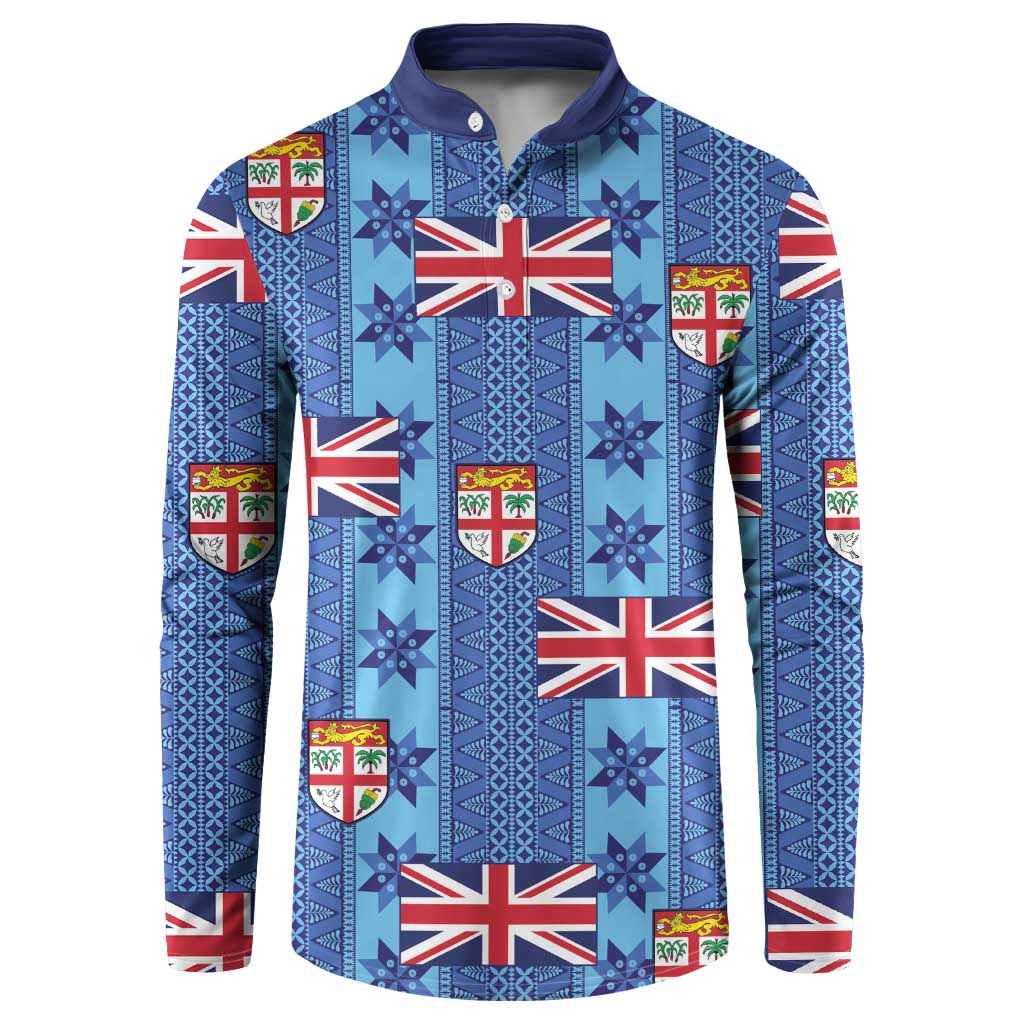 Fiji Masi Tapa Button Sweatshirt Coat Of Arms - Polynesian Pride