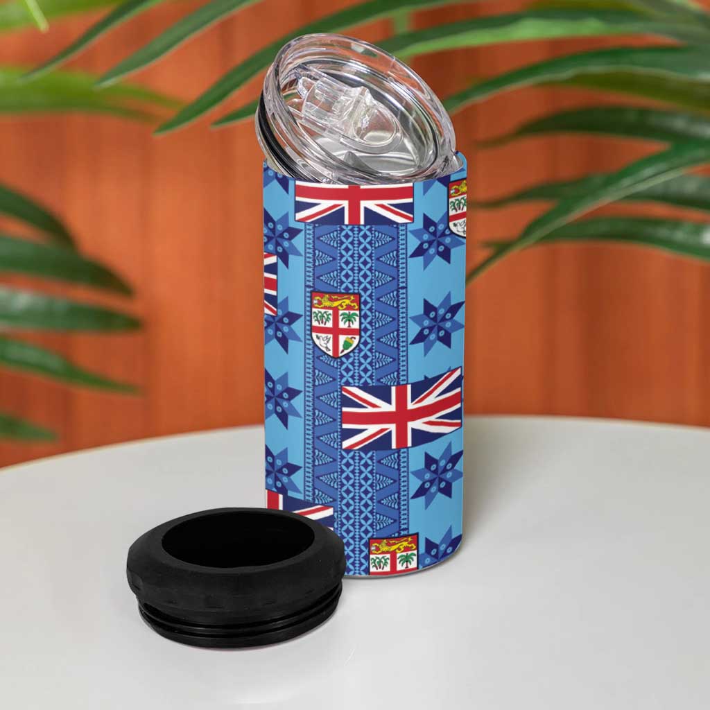Fiji Masi Tapa 4 in 1 Can Cooler Tumbler Coat Of Arms LT05 - Polynesian Pride