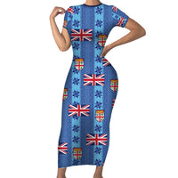 Fiji Masi Tapa Family Matching Short Sleeve Bodycon Dress and Hawaiian Shirt Coat Of Arms - Polynesian Pride