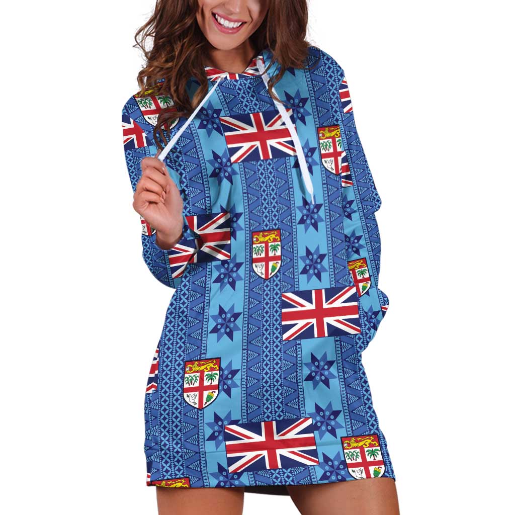 Fiji Masi Tapa Hoodie Dress Coat Of Arms - Polynesian Pride