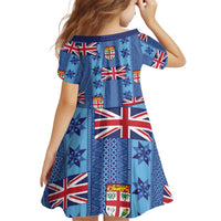 Fiji Masi Tapa Kid Short Sleeve Dress Coat Of Arms - Polynesian Pride