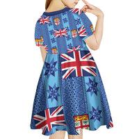 Fiji Masi Tapa Kid Short Sleeve Dress Coat Of Arms - Polynesian Pride