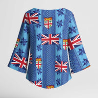 Fiji Masi Tapa Kimono Sleeve Blouse Coat Of Arms LT05 - Polynesian Pride