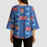 Fiji Masi Tapa Kimono Sleeve Blouse Coat Of Arms LT05 - Polynesian Pride
