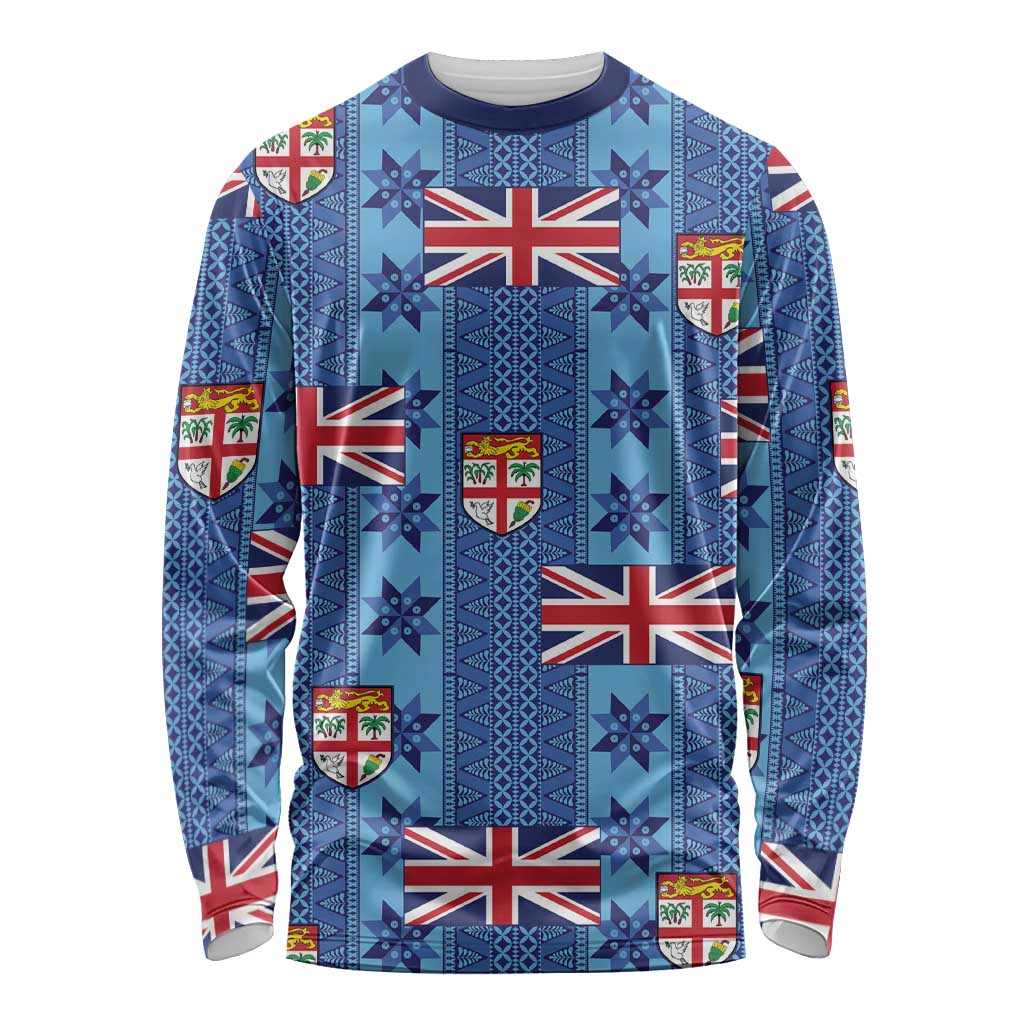 Fiji Masi Tapa Long Sleeve Shirt Coat Of Arms - Polynesian Pride