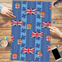 Fiji Masi Tapa Puzzle Coat Of Arms LT05 Blue - Polynesian Pride