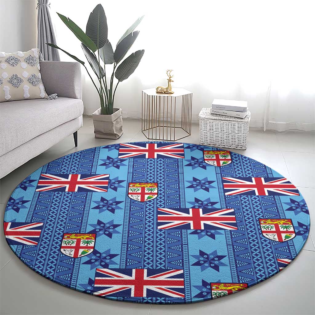 Fiji Masi Tapa Round Carpet Coat Of Arms - Polynesian Pride