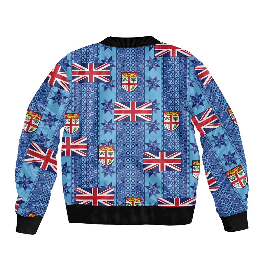 Fiji Masi Tapa Sleeve Zip Bomber Jacket Coat Of Arms LT05 - Polynesian Pride