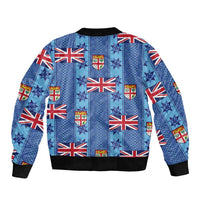 Fiji Masi Tapa Sleeve Zip Bomber Jacket Coat Of Arms LT05 - Polynesian Pride