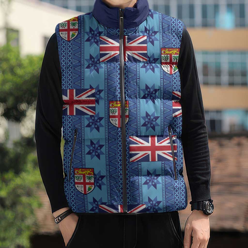 Fiji Masi Tapa Sleeveless Puffer Jacket Coat Of Arms LT05 - Polynesian Pride
