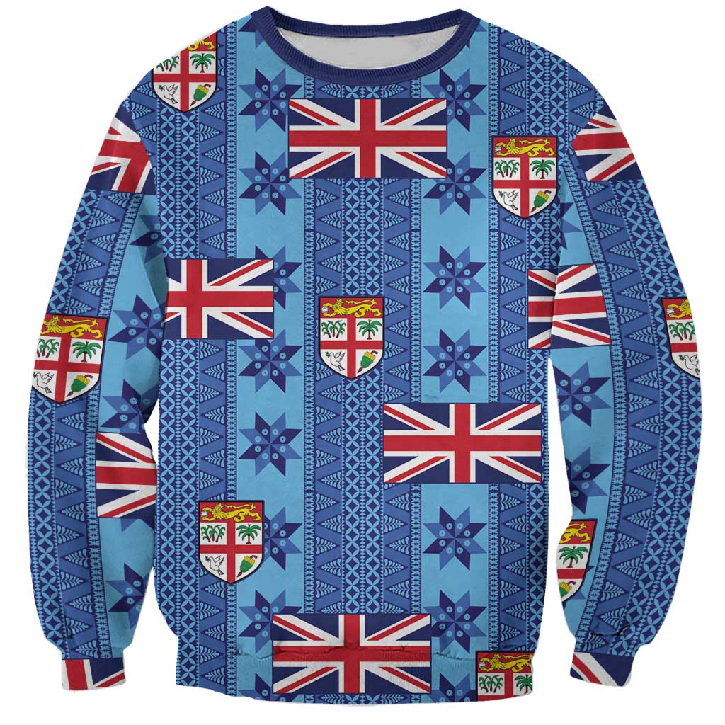 Fiji Masi Tapa Sweatshirt Coat Of Arms LT05 Unisex Blue - Polynesian Pride