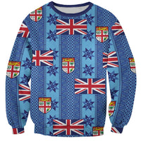 Fiji Masi Tapa Sweatshirt Coat Of Arms LT05 Unisex Blue - Polynesian Pride