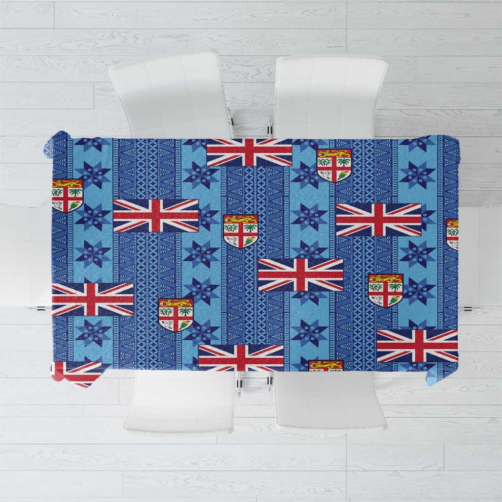 Fiji Masi Tapa Tablecloth Coat Of Arms LT05 Blue - Polynesian Pride