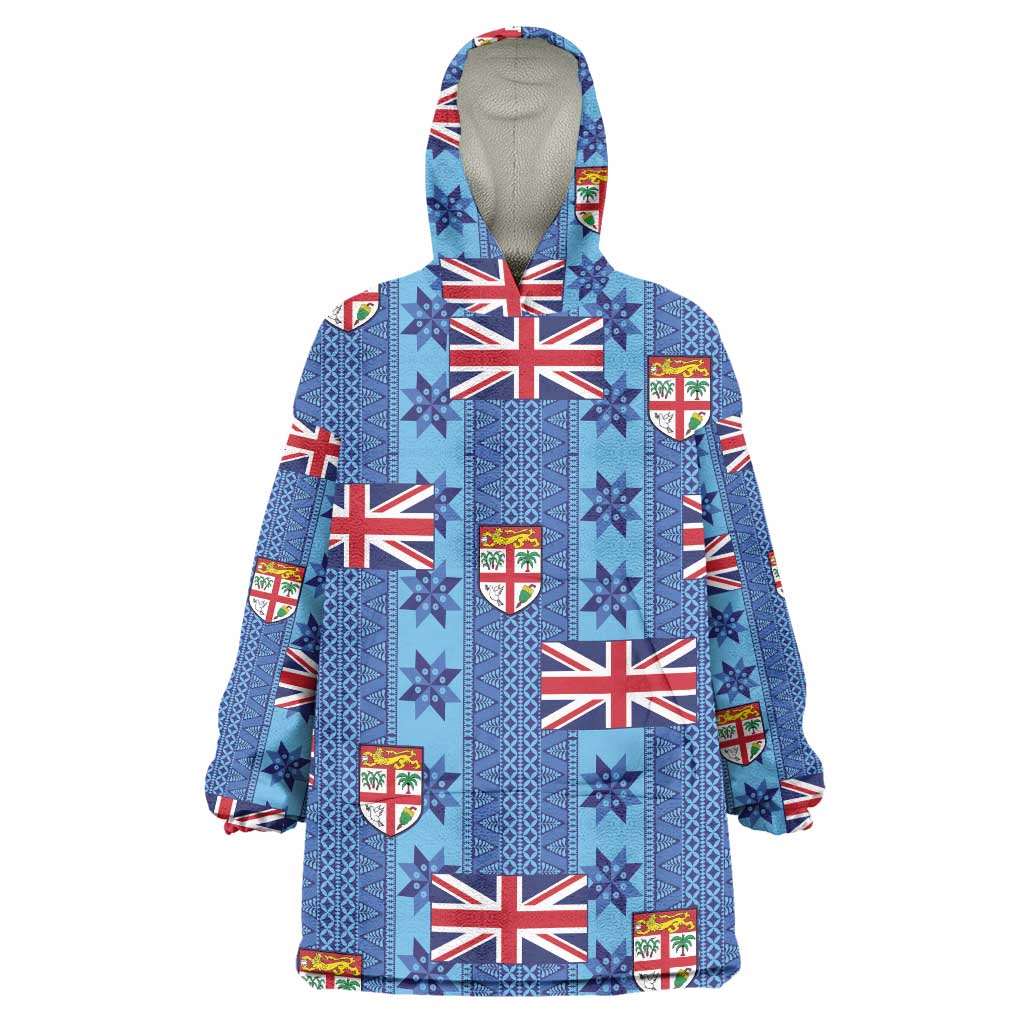 Fiji Masi Tapa Wearable Blanket Hoodie Coat Of Arms - Polynesian Pride