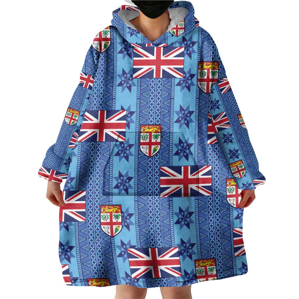 Fiji Masi Tapa Wearable Blanket Hoodie Coat Of Arms - Polynesian Pride