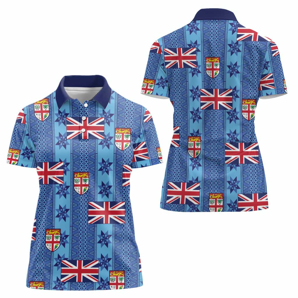 Fiji Masi Tapa Women Polo Shirt Coat Of Arms - Polynesian Pride