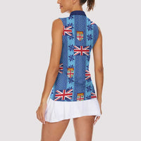 Fiji Masi Tapa Women Sleeveless Polo Shirt Coat Of Arms - Polynesian Pride