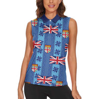 Fiji Masi Tapa Women Sleeveless Polo Shirt Coat Of Arms - Polynesian Pride