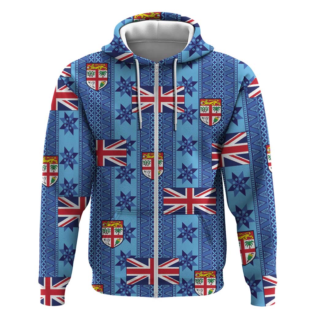 Fiji Masi Tapa Zip Hoodie Coat Of Arms - Polynesian Pride