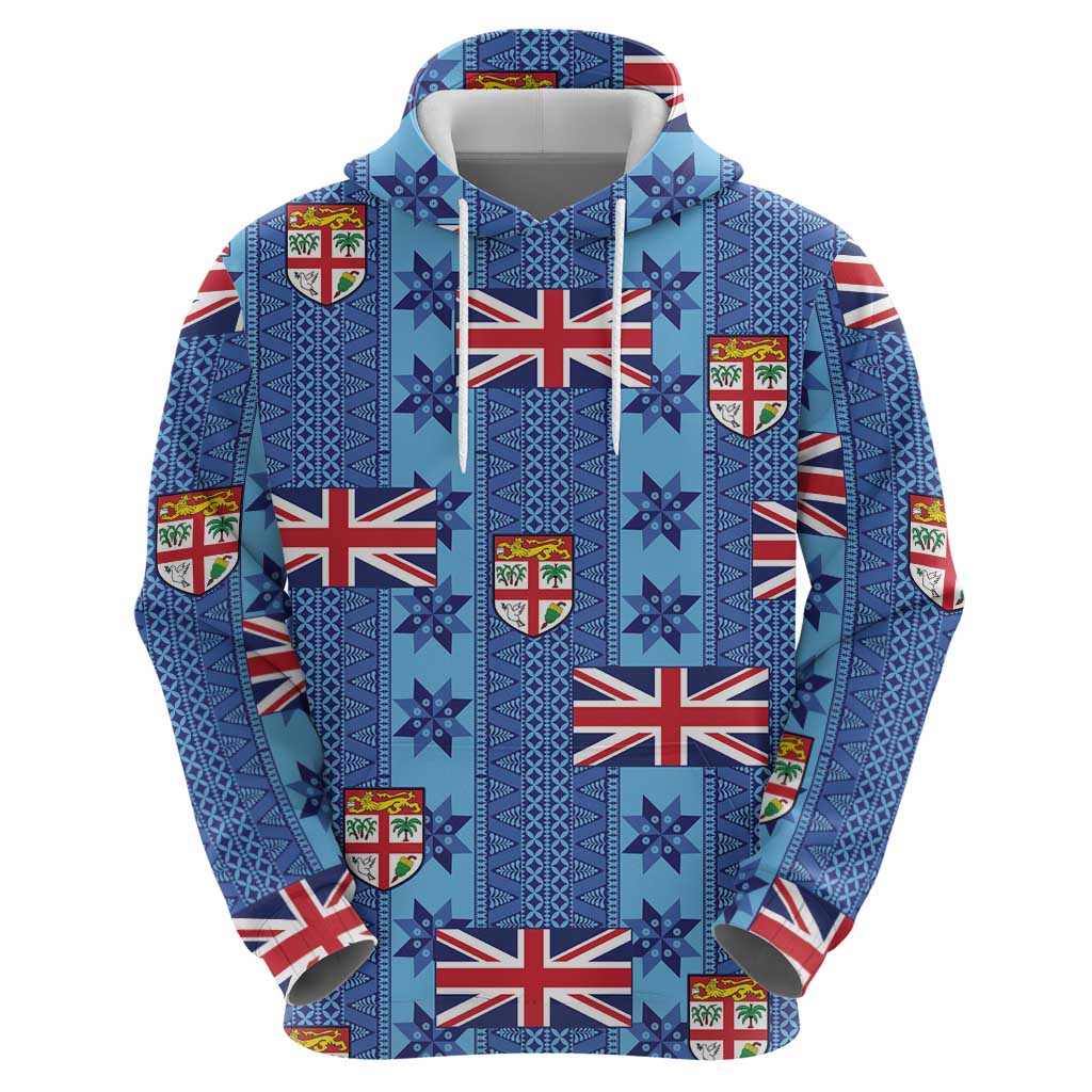 Fiji Masi Tapa Zip Hoodie Coat Of Arms - Polynesian Pride