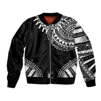 Polynesian Chief Inspired Costume Bomber Jacket Tribal Pattern With Tooth Necklace Black