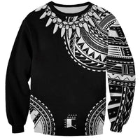 Polynesian Chief Inspired Costume Sweatshirt Tribal Pattern With Tooth Necklace Black LT05 Unisex Black - Polynesian Pride