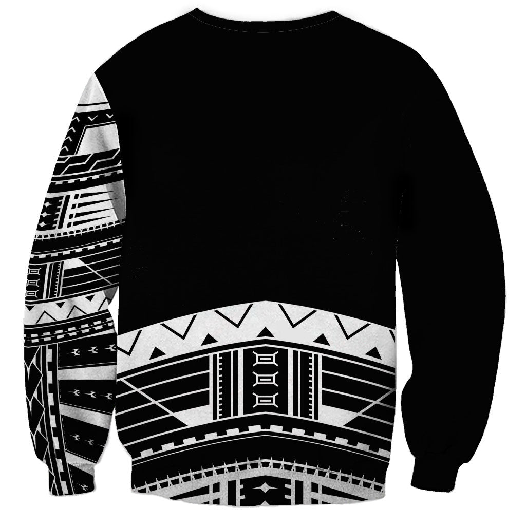Polynesian Chief Inspired Costume Sweatshirt Tribal Pattern With Tooth Necklace Black LT05 - Polynesian Pride
