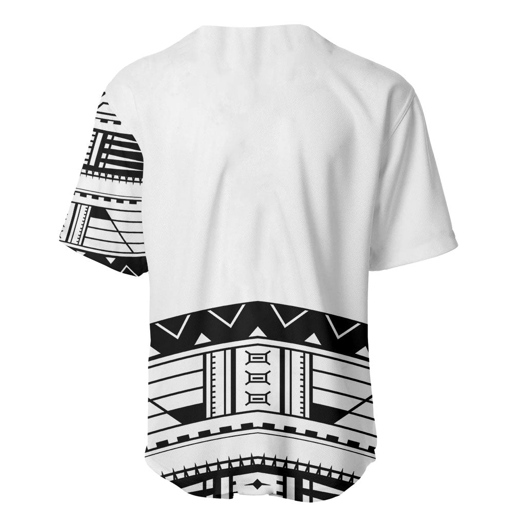 Polynesian Chief Inspired Costume Baseball Jersey Tribal Pattern With Tooth Necklace White LT05 - Polynesian Pride