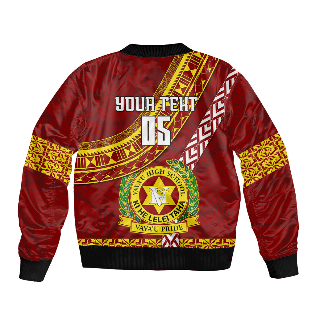 Custom Vavau High School Bomber Jacket Tongan Kupesi Pattern LT05 - Polynesian Pride
