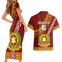 Custom Vavau High School Couples Matching Short Sleeve Bodycon Dress and Hawaiian Shirt Tongan Kupesi Pattern LT05 - Polynesian Pride