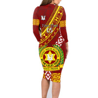 Custom Vavau High School Family Matching Long Sleeve Bodycon Dress and Hawaiian Shirt Tongan Kupesi Pattern LT05 - Polynesian Pride